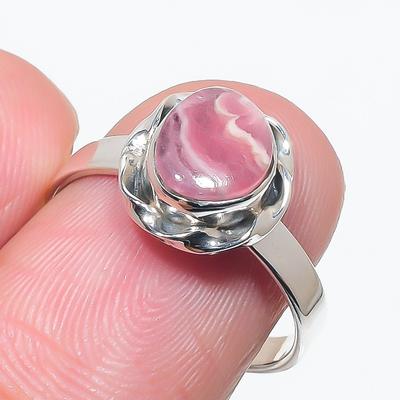 Natural Rhodochrosite Gemstone Handmade 925 Solid Silver Jewelry Ring S.8 d4D87