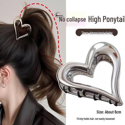 Pince à griffes pour queue de cheval en forme de cœur haut de gamme pour femmes – Accessoire capillaire anti-affaissement