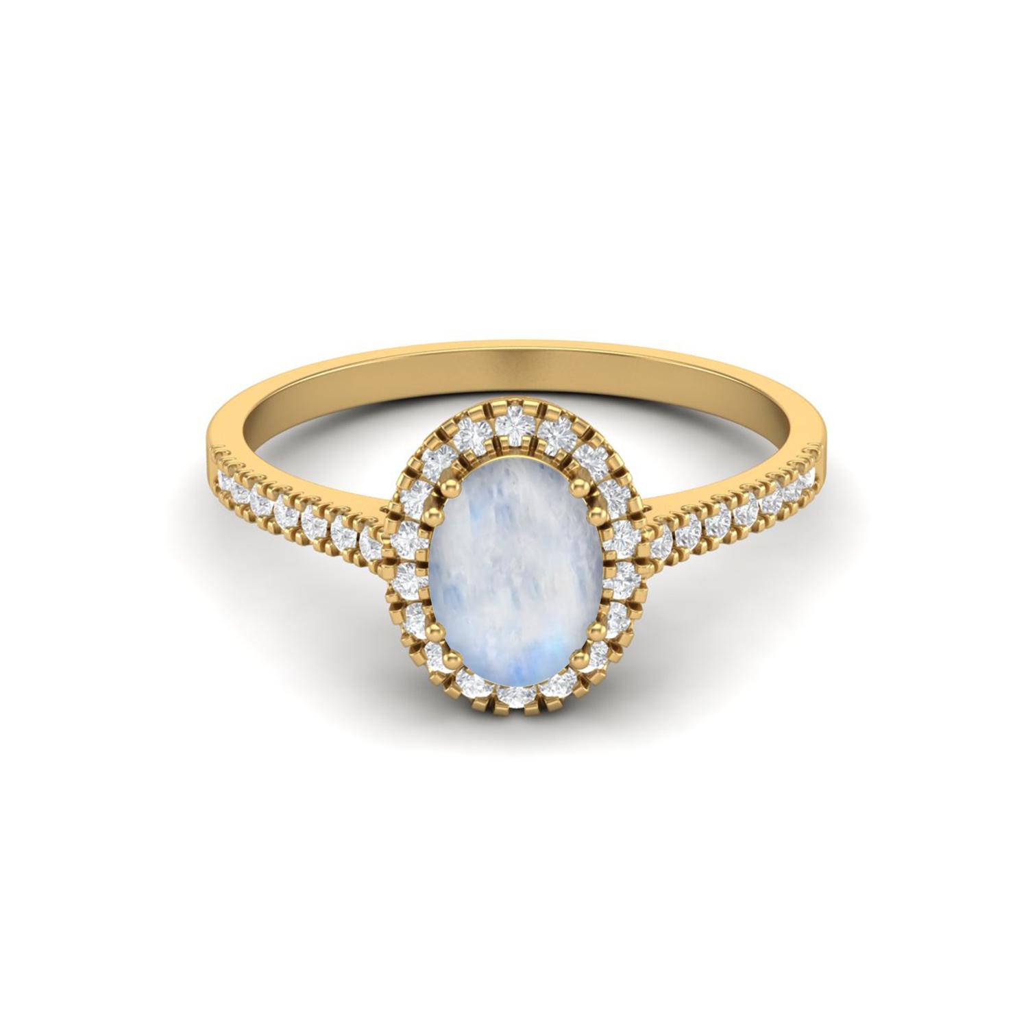 

7x5 mm Oval Moonstone Halo 925 Sterling Silver Gold Vermeil Engagement Anniversary Women Ring 11 жёлтый
