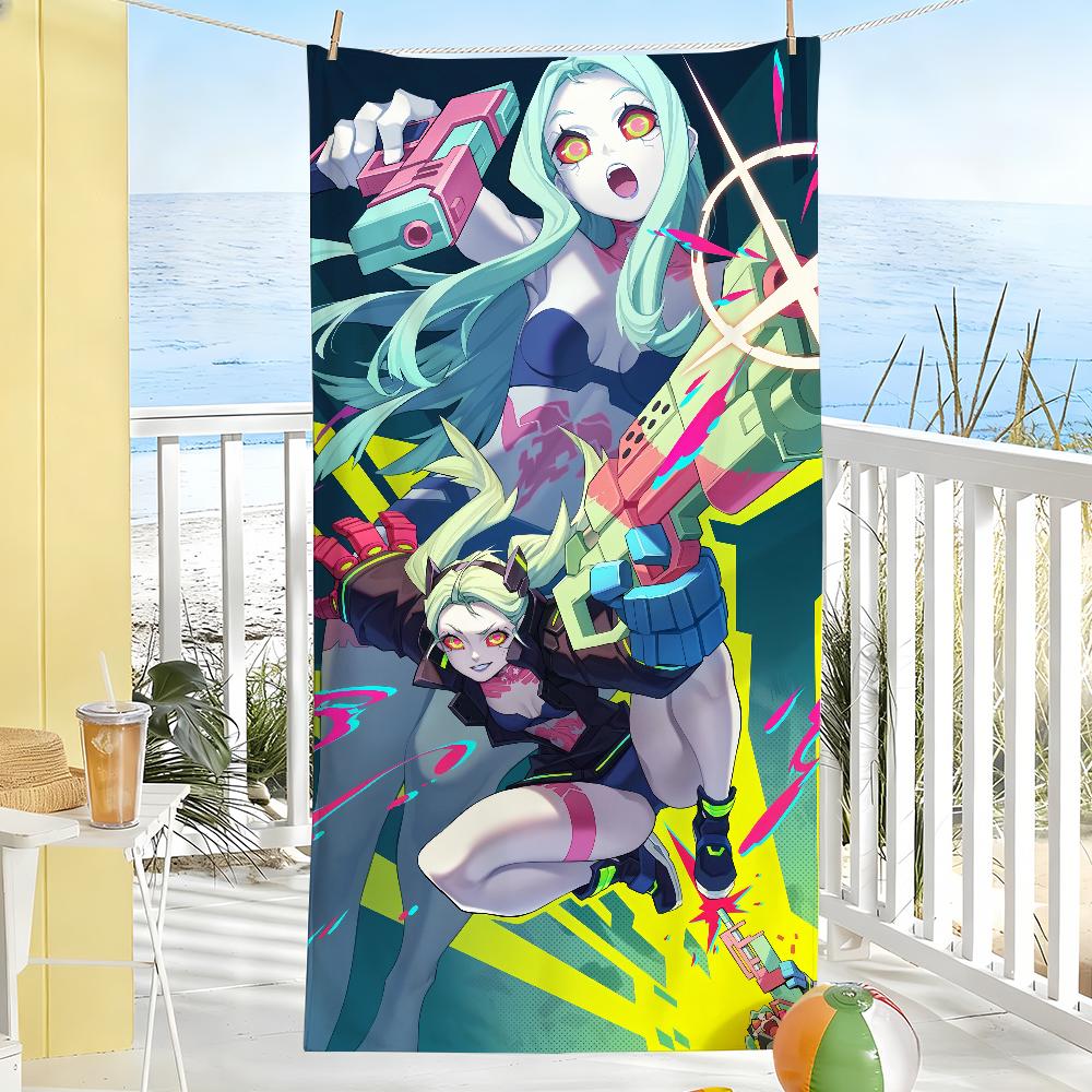 

R-Rebecca Animated Towel Soft Pool Gift For Travel Gym Shower Camping Quick Dry Sports C-Cyberpunks-S Cool Large Beach Towels W40*H60(CM)