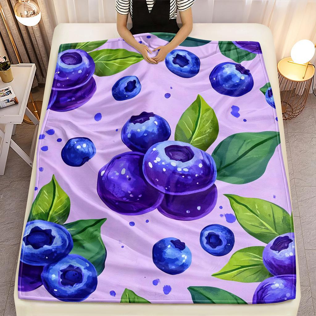 Couverture personnalisée myrtille motif fruité aquarelle couverture polaire toutes saisons literie douce et chaude décoration intérieure cadeau pour les amateurs de cuisine