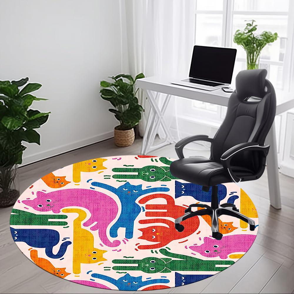 1 Stück Katzen-Puzzle-Stuhl-Teppich für das Büro, rutschfest, maschinenwaschbarer Teppich für das Büro, Zimmer-Urlaubsdekoration für Weihnachten, Geburtstag, Polyester