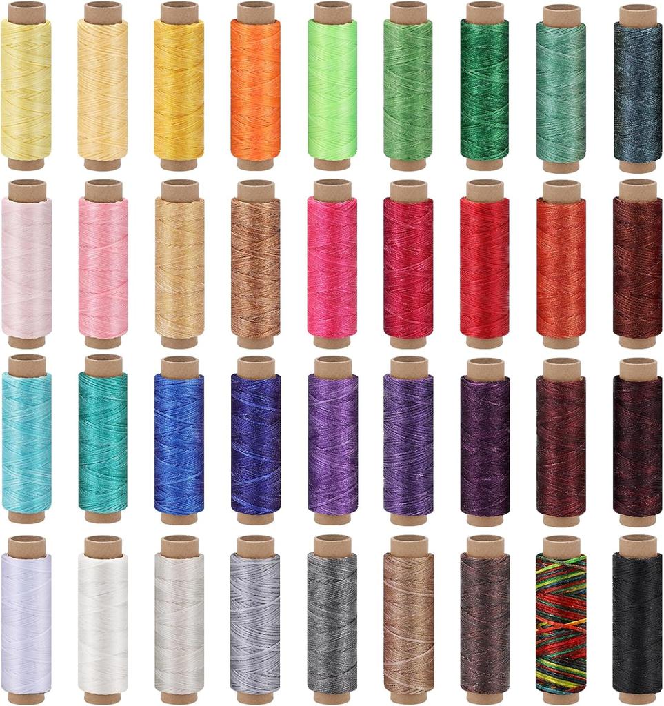 Hilo Encerado de 10 Colores, Hilo de Coser para Cuero Colorido, 55 Yardas por Color, Hilo de Coser, Hilo para Coser a Mano, Costura a Mano de Cuero y Encuadernación
