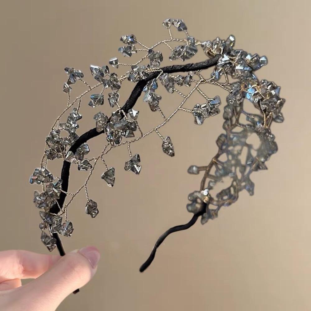 Korean Style Crystal Beaded Hair Hoop Elegant Wedding Headwear Hair Accessories