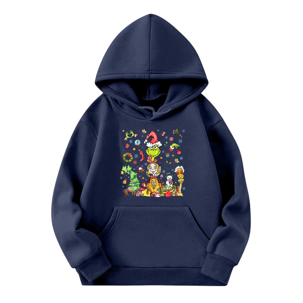 Child Fashion Lightweight Long Sleeve Pullover With Pockets Print Hoodie