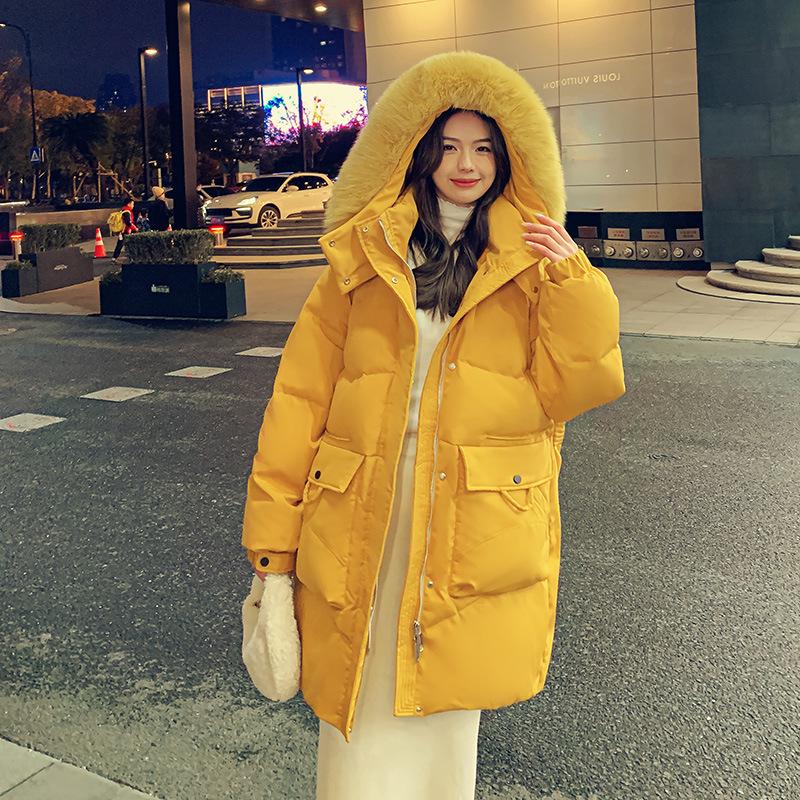 2026 Korean Style Oversized Winter Down Jacket for Plus Size Girls: Slimming Design with Fur Collar, Mid-Length, Fits up to 200 Jin.