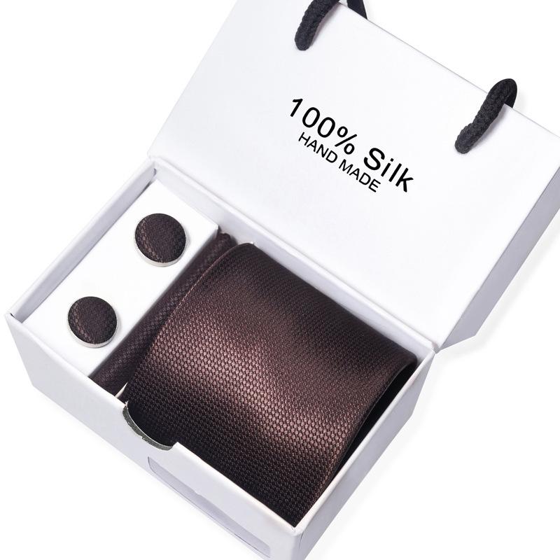 Men'S Business Tie Square Scarf Gift Box Striped Plain Suit Shirt Tie Black Gift Box Set