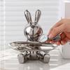 NORTHEUINS Resin Electroplated Astronaut Rabbit Tray Figurines for Interior Home Office Desktop Storage Container Decor Objects