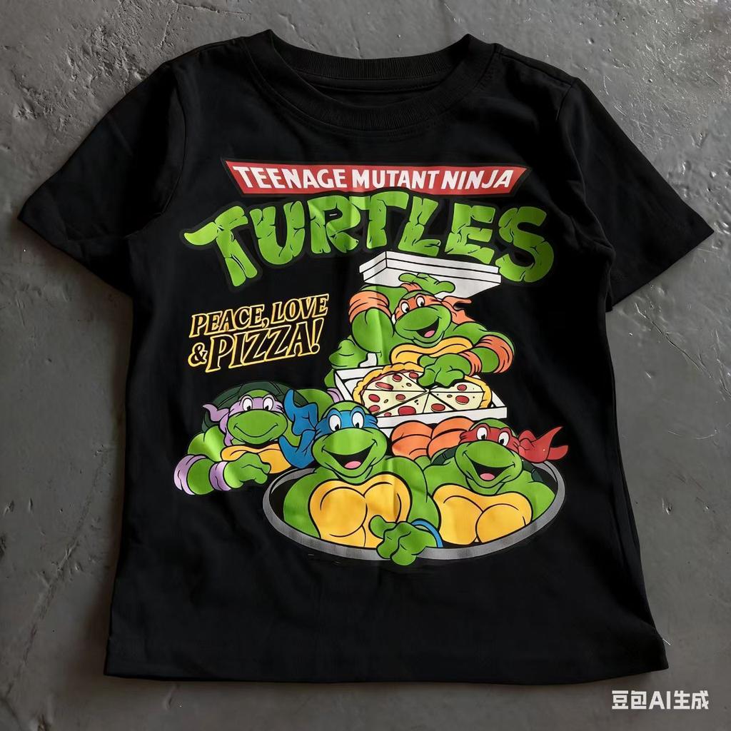 2026 Summer Hot Selling Fashion New Ninja Turtles Tshirt Pure Cotton Round Neck Childrens Parent Child Tshirt Large