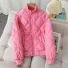 Casual Diamond Quilted Baseball Jacket Female Winter Short Cotton-Padded Coat Loose Thickened Fleece Warm Outerwear