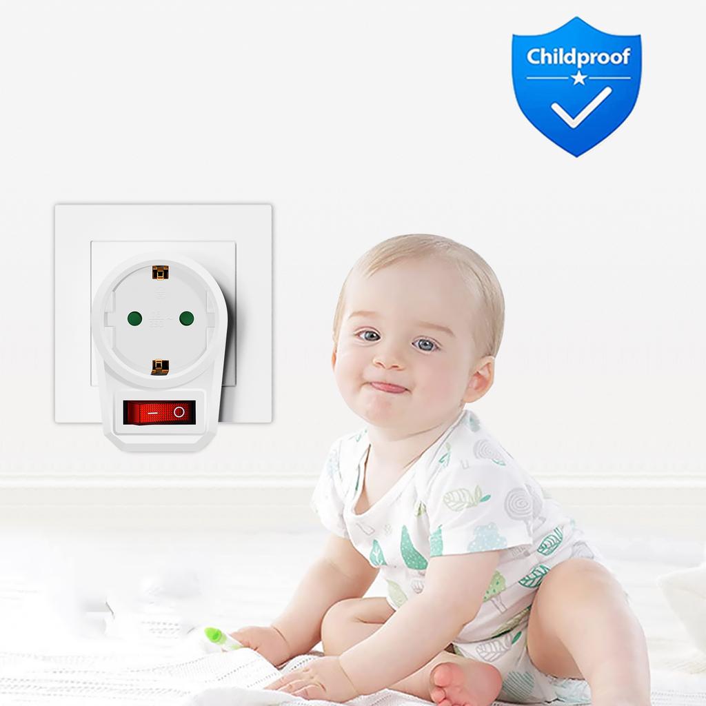 European Conversion Plug EU Socket Adapter with ON/OFF Switch German Standard Extension Stocket Power Outlet Converter