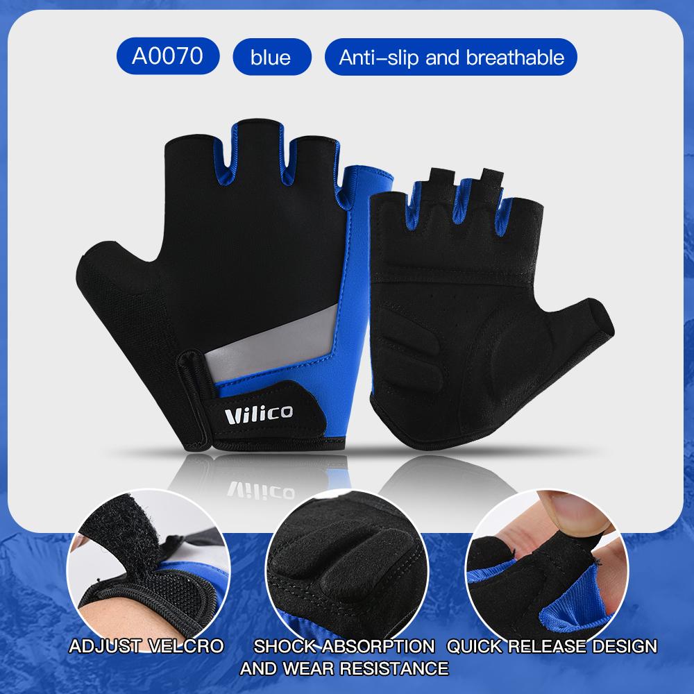 Cycling Fitness Gloves Half Finger Microfiber Wear Resistant Shock Absorbing for Outdoor Sports Riding Bicycle Training Gym