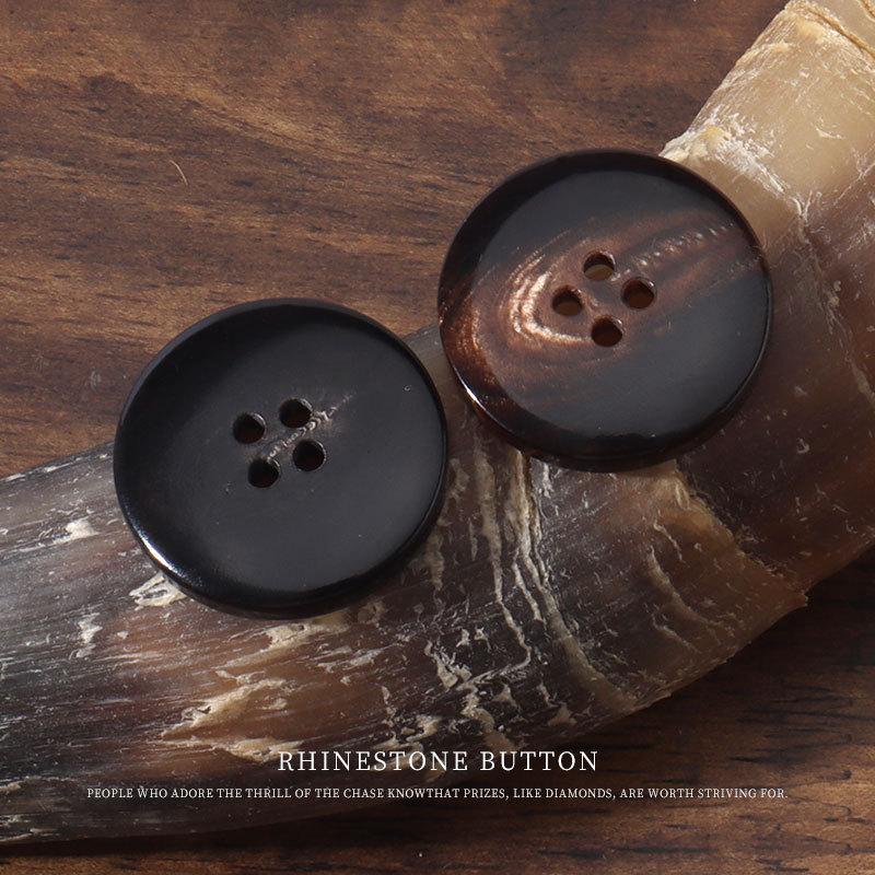 5 Stück Hornknöpfe mit runden Kanten Vierloch Anzugkleidknopf Wollmantel Trenchcoatknopf Hemd Cardigan Pulloverknöpfe