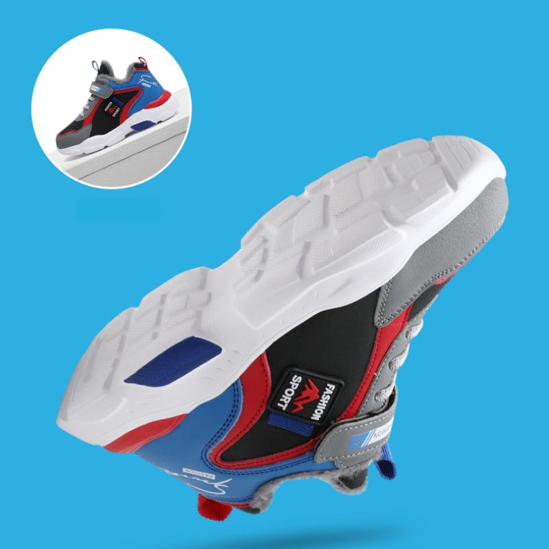 Winter Children's Fashion Sneakers Boys Plush Sports Running Shoes Warm Outdoor Lightweight Shoes for Kids Casual School Shoes