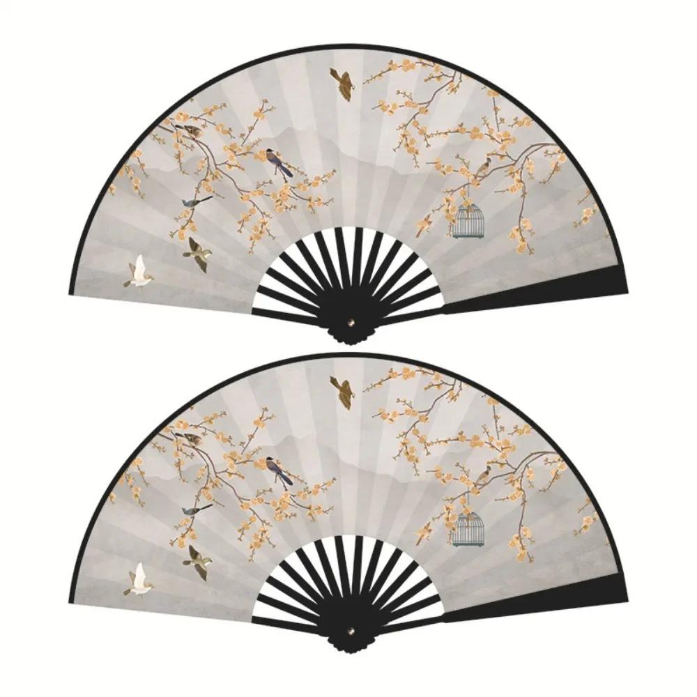 Chinese Fan Student Fan Ancient Style Double Sided Silk Cloth Bundy Plastic Fan