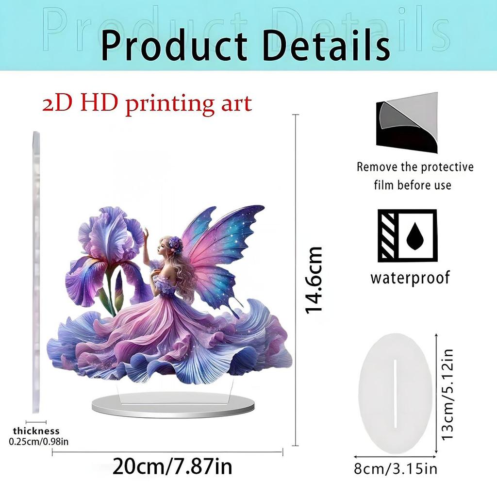 Fairy Tale Flower Fairy & Unicorn 2D Acrylic Ornament for Home Decor