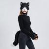 Funny Animal Costume Set Faux Fur Tail Mask Paw Gloves Full Set Cute Plush Cosplay Mask  Carnival