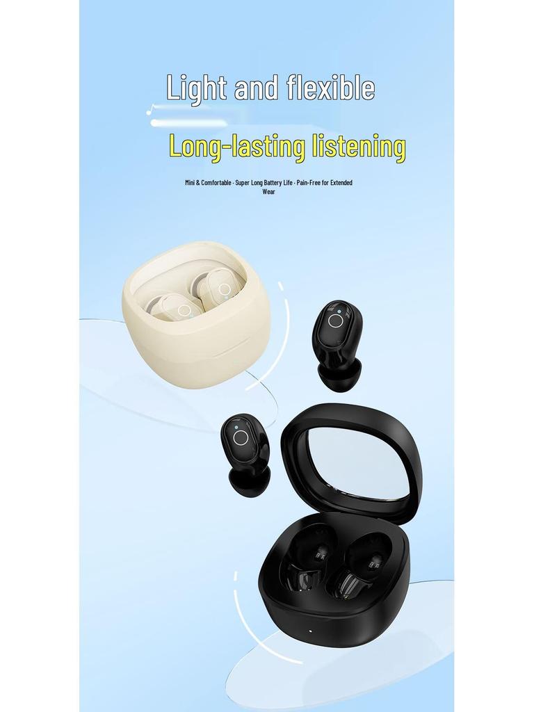 Compact Mini Dual Ear Bluetooth Earphones: Noise-Cancelling, Ultra-long Battery, Perfect for Gaming & Sports