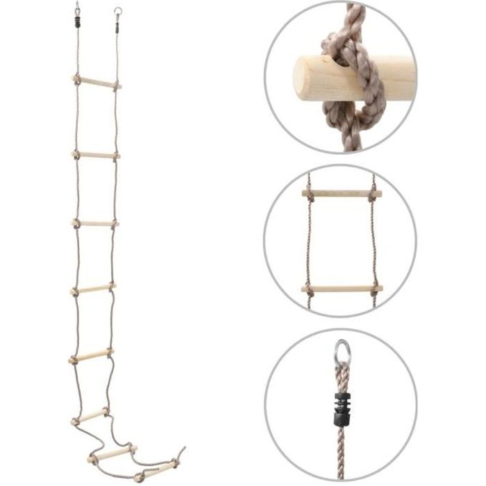 VidaXL Échelle de corde pour enfants 290 cm Bois