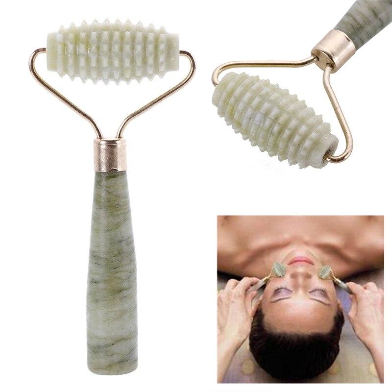 2 Stück Natürlicher Jade Massage Roller Gesichtsroller Facelifting Anti-Falten Gesichtsentspannung Lifting Schlankheitsrad Beauty-Stick