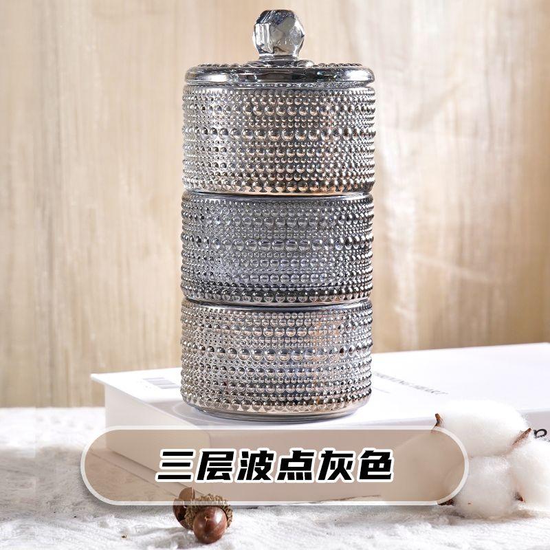 European Creative Luxury Crystal Glass Candy Jar with Lid Dried Fruit Jar Jewelry Storage Box Home Decoration Storage Jar