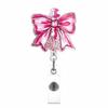 Bow Cherry Acrylic Badge Holder Sparkling Powder Medical Theme Retractable Pull Badge Reel Id Lanyard Name Tag Card Badge Holder