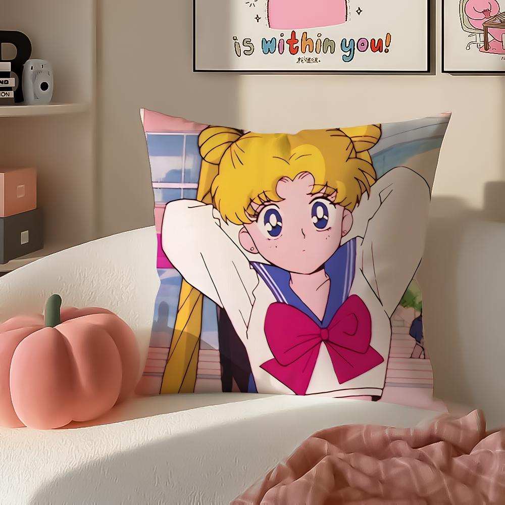 Magical Girly Cute Anime SSailor MMoon Cushion Cover Pillowcase Short Plush Invisible zipper Room Sofa Cushion Cover