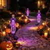 Glowing Skull Figurines for Lawn Solar Skeleton Yard Stake Light, Halloween Garden Decor Outdoor Lights with Cloak, Waterproof Lamp Haunted