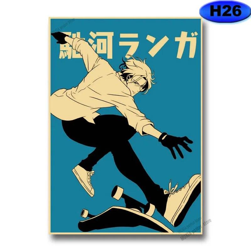 Vintage SK8 The Infinity Plakáty Japonské Anime Plakát Nálepka na zeď Kraftový papír Domácí dekorace Studovna Ložnice Bar Kavárna Umění Malba