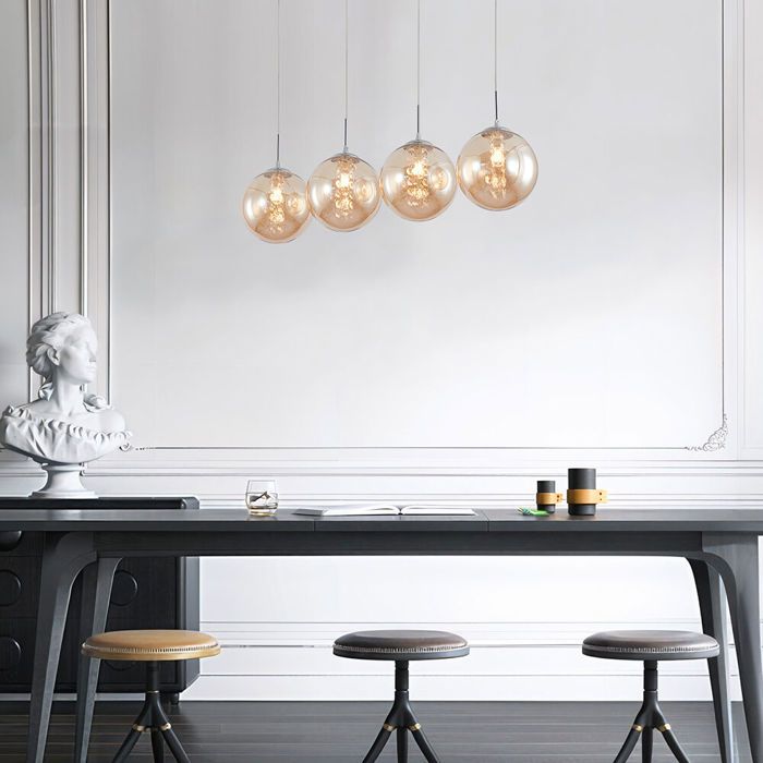 Lampa wisząca dekoracyjna 4xG9 10W – Metalowy design Bursztynowy