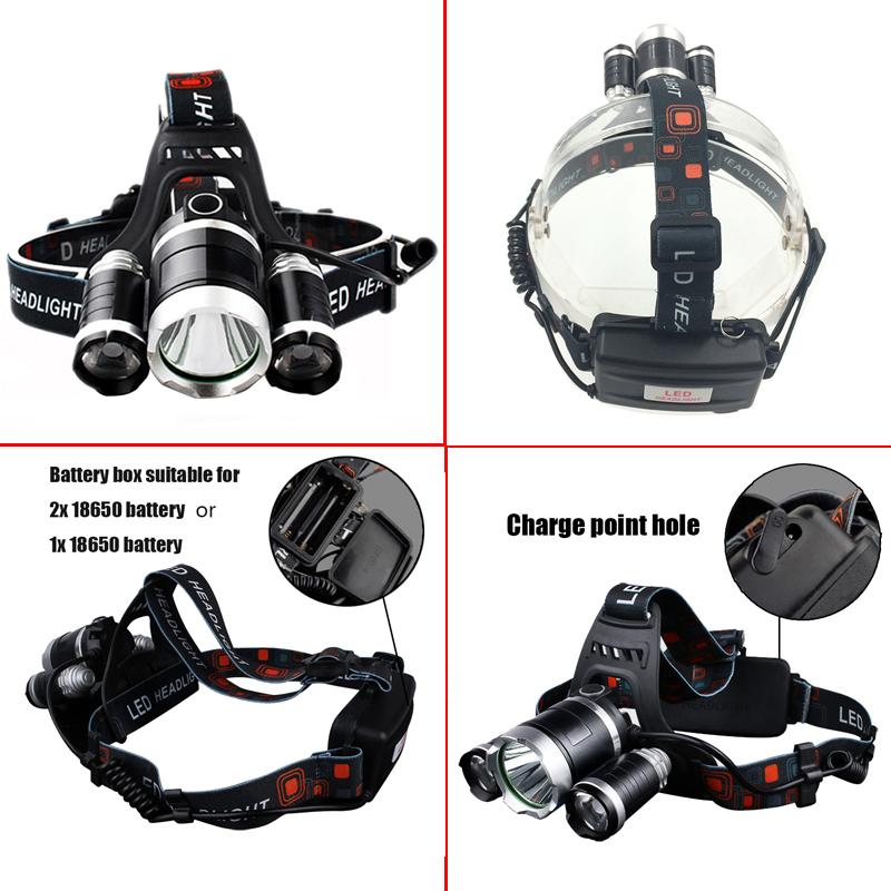 Kafa Işık Lambası Güç El Feneri Torch Far Far Sensörü Led Ampuller 2x 18650 Pil 30 w 4 Mod Lityum pil