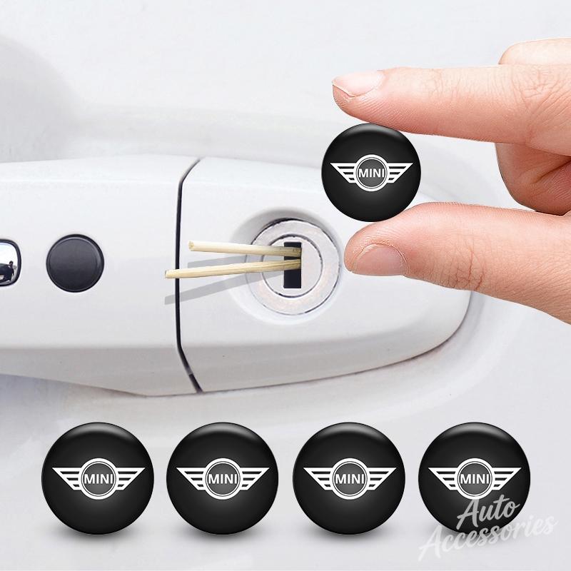 SHEJ3 20mm Car Lock Keyhole Stickers For BMW MINI Cooper One JCW F54 F55 F56 F57 F60 R50 R53 R56 R60 Key Anti-blocking Dustproof Decal