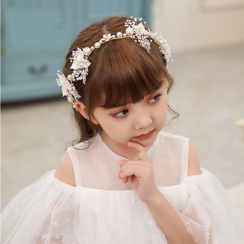 Accesorii de mireasă Strassuri proaspete japoneze și coreene Accesorii de păr Bentițe de păr cu model țesut Nu rănesc scalpul Perle Articole de acoperit cap pentru copii