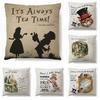 Alice In Wonderland Cartoon Pillow Case Cotton Linen Square Cushion Cover**