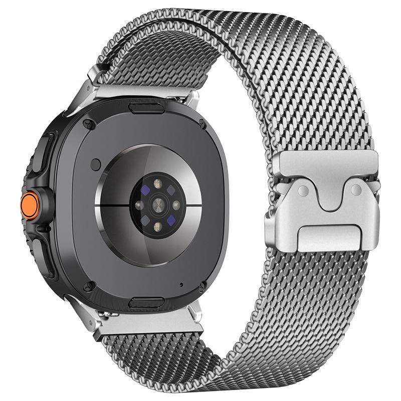 

Пряжка-парашут Міланський ремінець для Samsung Galaxy Watch 8 40 44мм /8Classic 46мм Ultra/Ultra 2025 Браслет-ремінець з нержавіючої сталі Watch 8 Classic 46mm срібний