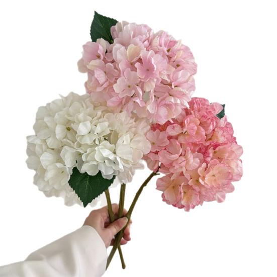 Large Hydrangea Artificial Flowers Full Bloom Faux Silk Hydrangeas with Stem for Home Wedding Party Decor Table