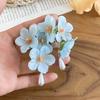 Star blue flower note~ vacation wind blue fringed flower stud earrings sweet temperament earrings niche high-end earrings women