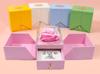 Double Door Jewelry Box Preserved Soap Rose Flower Gift Box with Drawer Heart Shape Key Velvet Ring Necklace Packaging Case