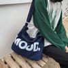 Letter Print Denim Crossbody Bag Large Capacity Student Shoulder Bag Men's Women's Handbags
