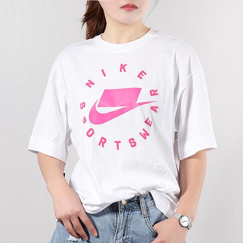 Nike Sportswear Loose Fit Short Sleeve T-Shirt Women Tops White AT0565-100