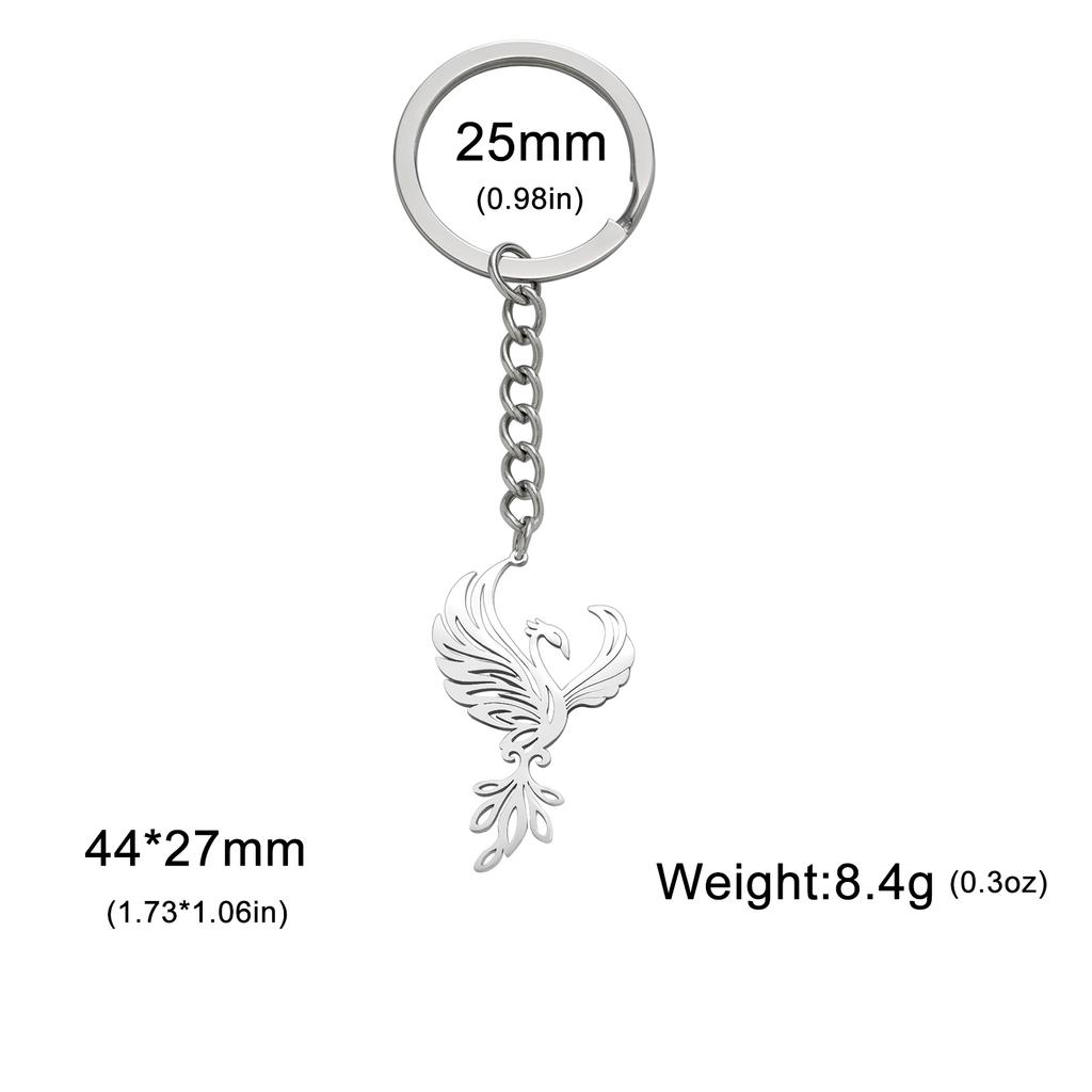 Phoenix pendant keychain stainless steel classic mythical bird guardian totem falling keychain men's and women's jewelry gifts