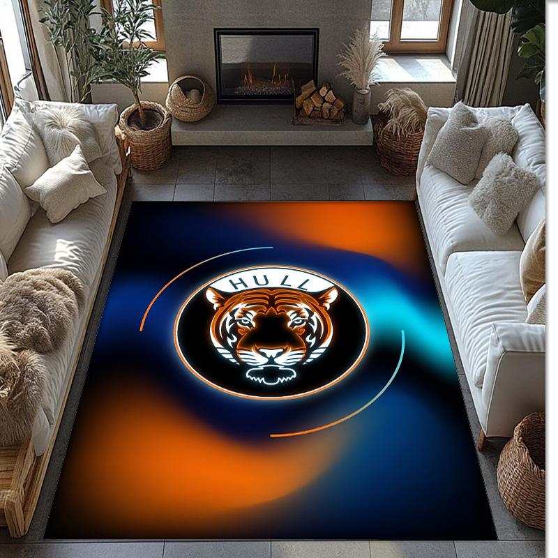 Tappeto in Velluto di Cristallo con Stampa Calcio Hull City, Comodo Assorbente d'Acqua Antiscivolo Tappeto per Pavimento Interno