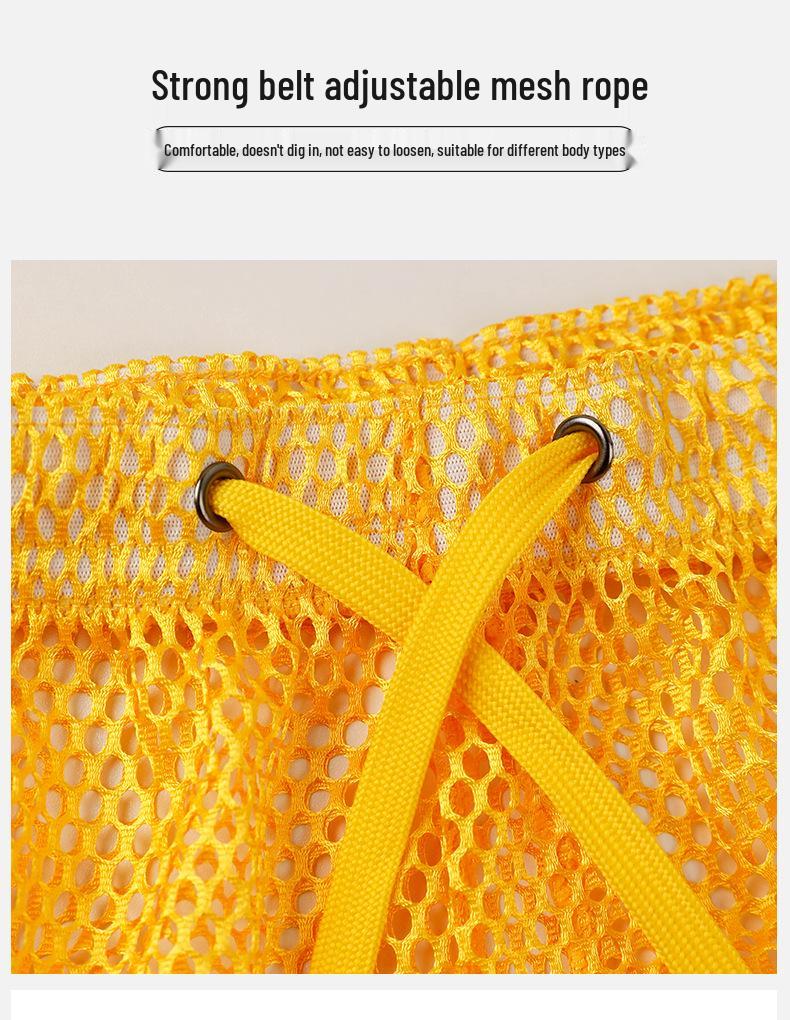 Pantaloni scurți de casă pentru bărbați, din plasă, cu picior plat, respirabili, cu gol transparent