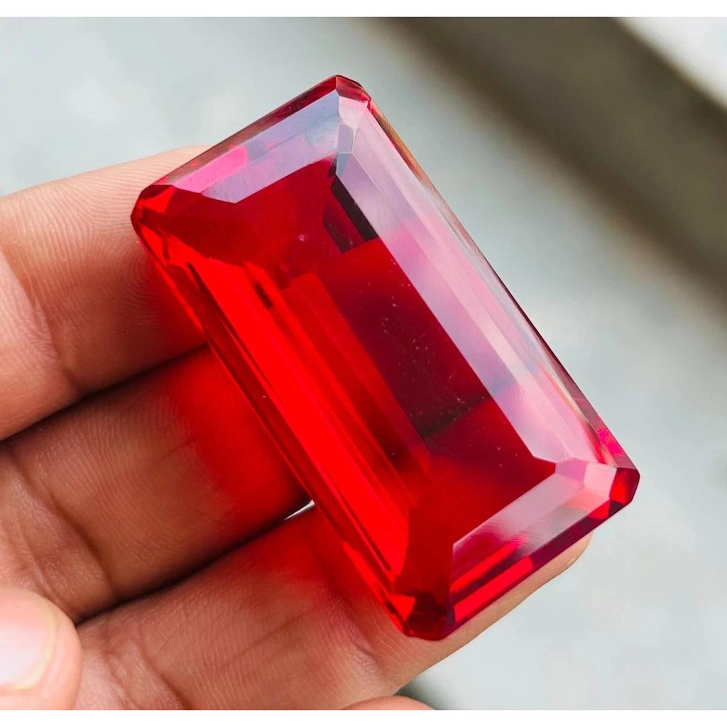150 Ct Natural Brazilian Red Topaz Emerald Cut Fine Jewelry Certified Gemstone
