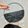 Diamond bow bag, celebrity dinner bag, fashion handbag, high-end light luxury banquet messenger women's bag
