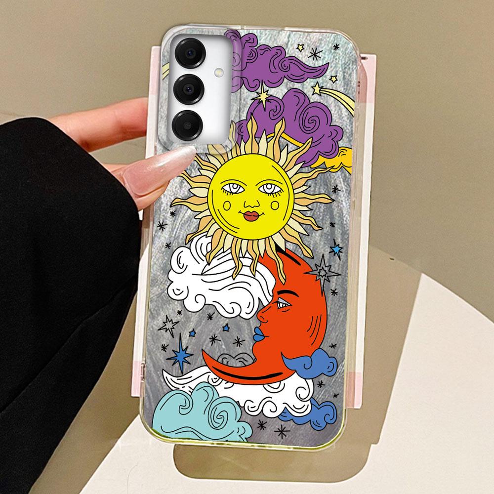 Retro Style Face Sun Stars Phone Case for Samsung Galaxy A55 A56 A36 A26 A16 A53 A06 A14 A24 A34 A54 A15 A25 A35 Silicone Cover