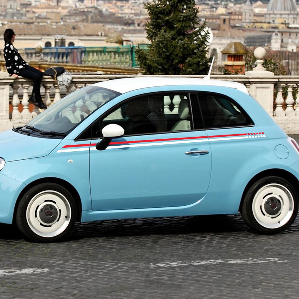 Naklejki na linię talii samochodu do Fiat 500 Abarth Akcesoria Tuningowe Folia Winylowa Auto DIY Stylizacja Długie Paski Boczne Naklejki Dekoracja