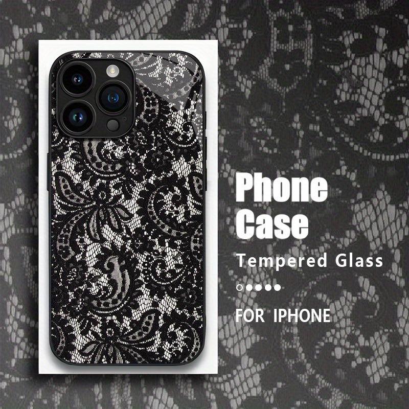 Black Lace Style Cool Girl Pattern Glass Phone Case For iPhone 11 12 13 14 15 16 17 Pro Max 16E 17 Air 7 8 Plus XR XS X Cover