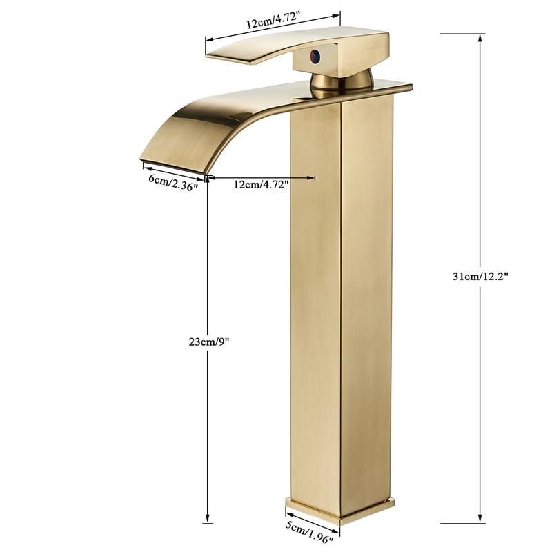 Brushed Golden Basin Faucets Elegant Waterfall Bathroom Sink Faucet Single Lever Hole Deck Mount Brass Mixer Taps