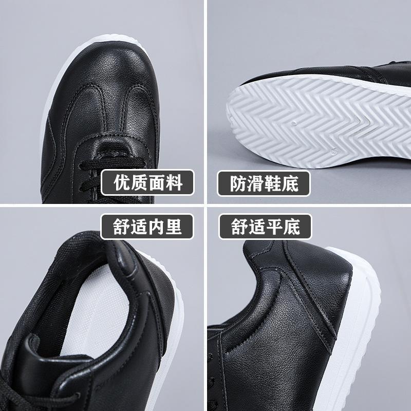 Fashion Women's White Leather Sneakers Sport Vulcanized Shoes Comforthable Spring Sneakers Casual Shoes Fashion School Tennis Flat Shoes